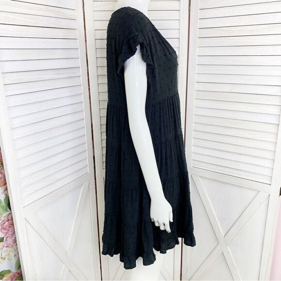 Urban Outfitters Tiered Clip Dot Mini Shift Dress Black Small - Picture 5 of 14